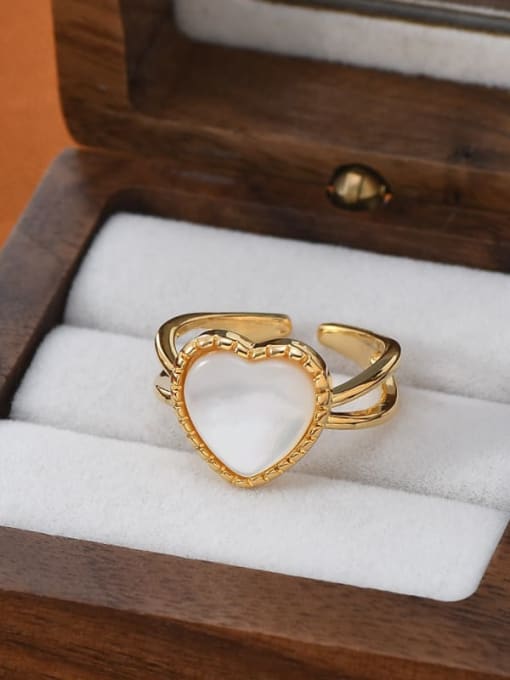 YOUH Brass Shell Heart Trend Band Ring 1