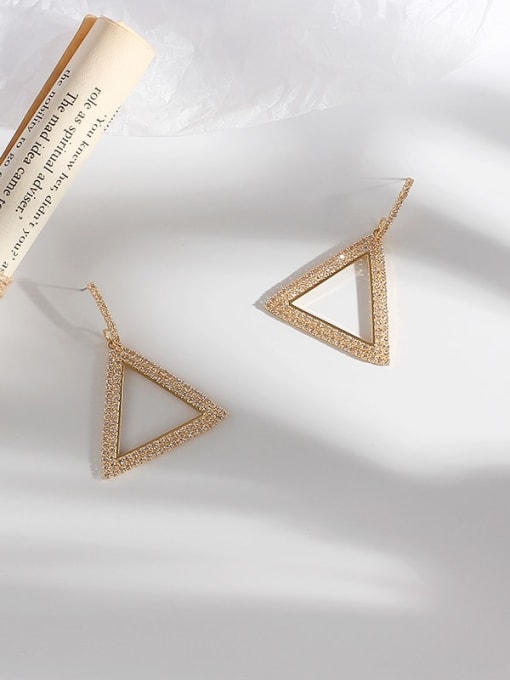 HYACINTH Copper Rhinestone Triangle Minimalist Drop Trend Korean Fashion Earring 2