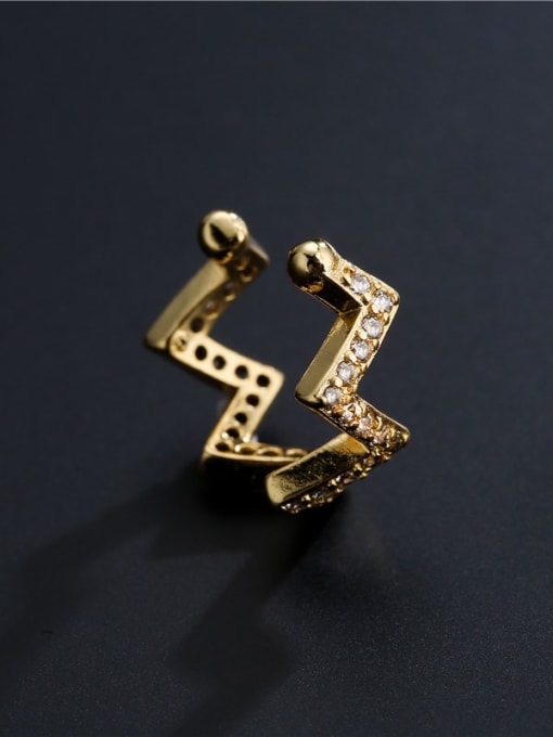 AOG Brass Cubic Zirconia Geometric Vintage Clip Earring (Single Only One)