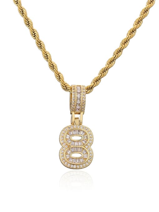 8 Pendant (without chain) Brass Cubic Zirconia Trend Number Pendant