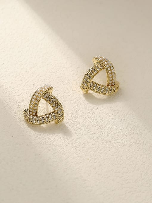 HYACINTH Brass Cubic Zirconia Triangle Minimalist Stud Trend Korean Fashion Earring 2