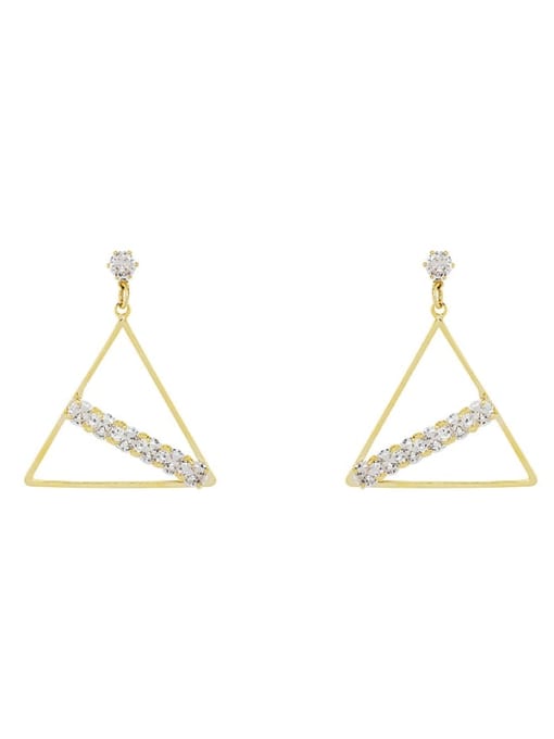 HYACINTH Copper Cubic Zirconia Triangle Minimalist Stud Trend Korean Fashion Earring 3