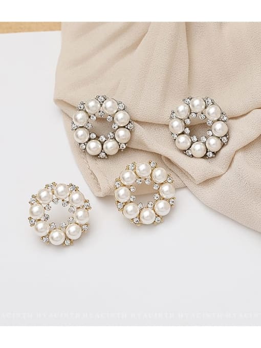 HYACINTH Copper Imitation Pearl Flower Ethnic Stud Trend Korean Fashion Earring 2