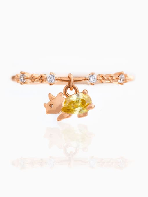 Yellow rose gold Brass Cubic Zirconia Multi Color Dragon Cute Band Ring