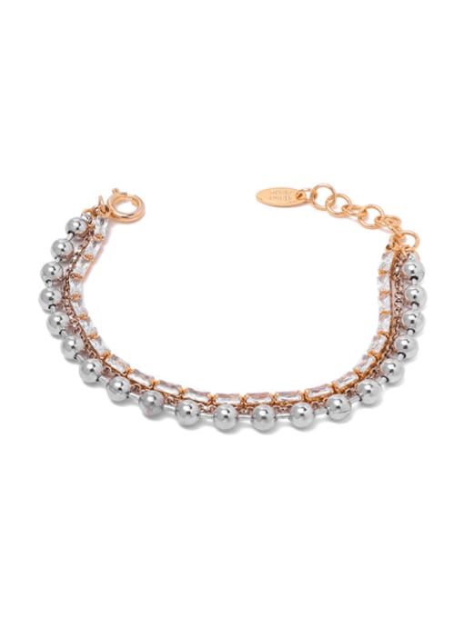 Zircon bead chain bracelet Brass Imitation Pearl Geometric Hip Hop Link Bracelet