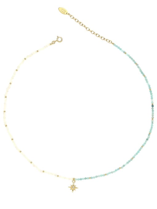 necklace 39+6cm Brass Glass beads Star Bohemia Necklace