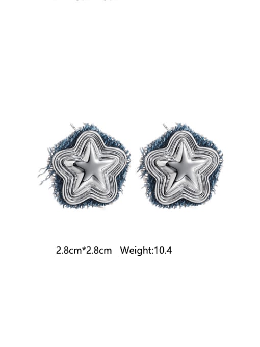 Five pointed star earrings Brass Canvas Pentagram Hip Hop Stud Earring