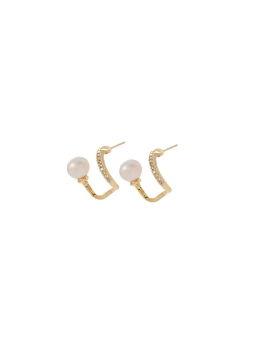 YOUH Brass Cubic Zirconia Geometric Dainty Stud Earring 0
