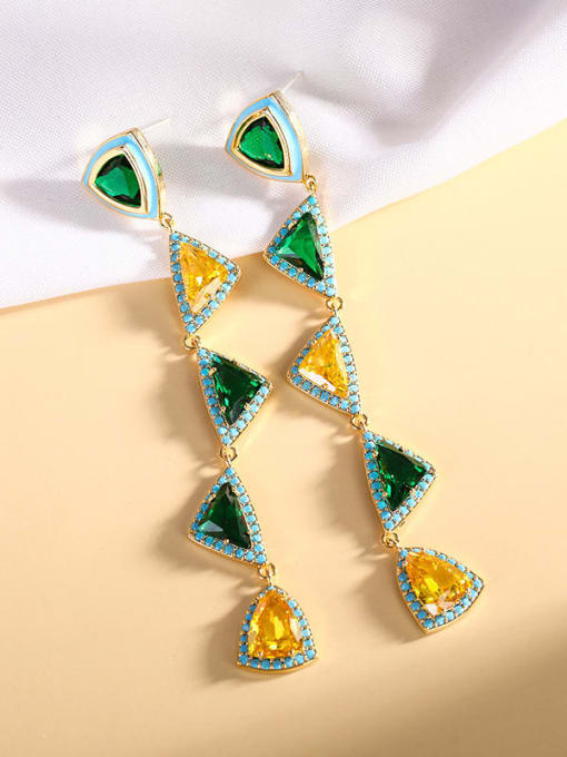 OUOU Brass Cubic Zirconia Triangle Luxury Drop Earring 3
