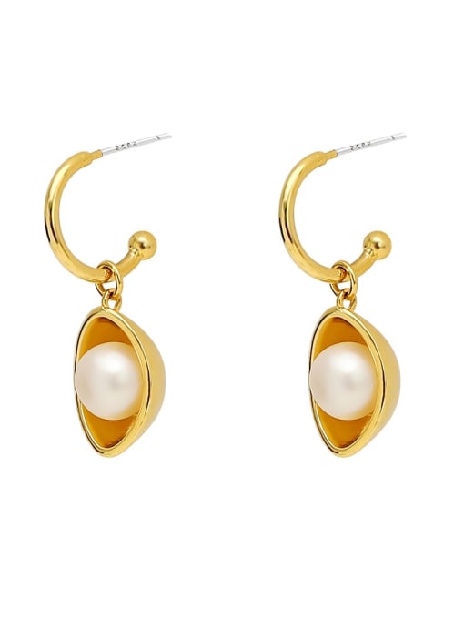 HYACINTH Brass Imitation Pearl Geometric Vintage Drop Earring 0