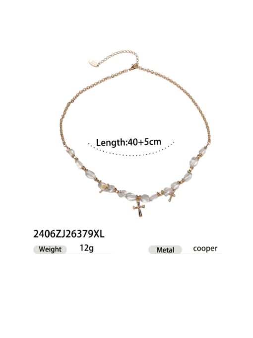 2406ZJ26379XL Brass Natural Stone Irregular Minimalist Necklace