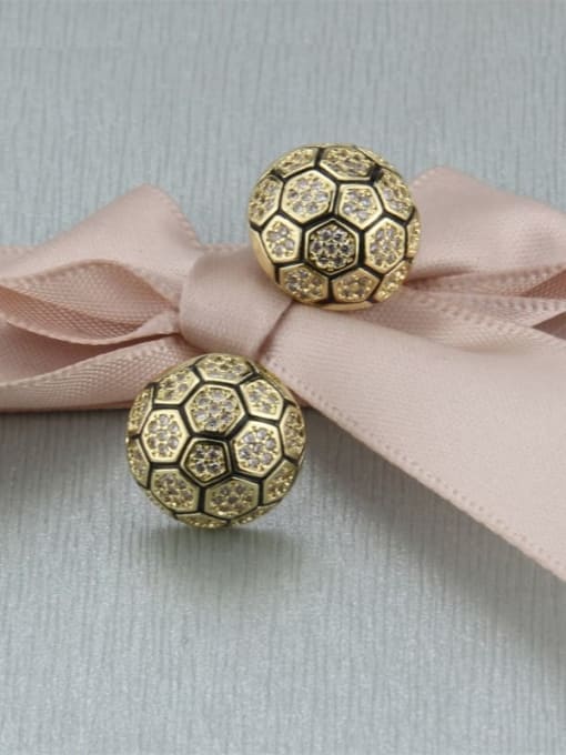 gold-plated Brass  Ball Cubic Zirconia  Minimalist Stud Earring