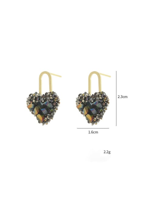 YOUH Brass Cubic Zirconia Heart Trend Stud Earring 2