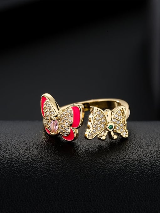 AOG Brass Cubic Zirconia Butterfly Vintage Band Ring 1