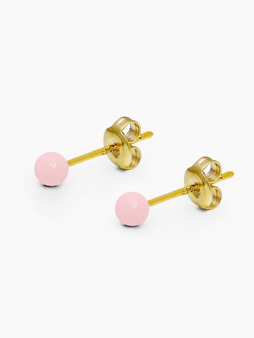 Pink 14K Gold Brass Resin Ball Minimalist Stud Earring