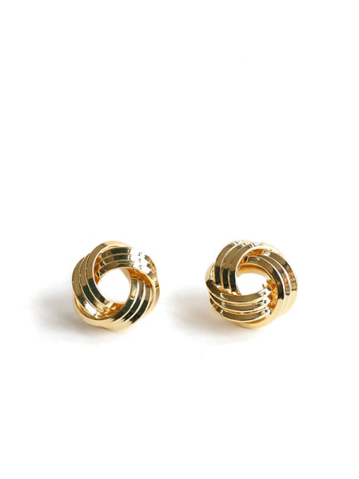 Smooth surface 1.41.4cm Brass Hollow Geometric Vintage Stud Earring