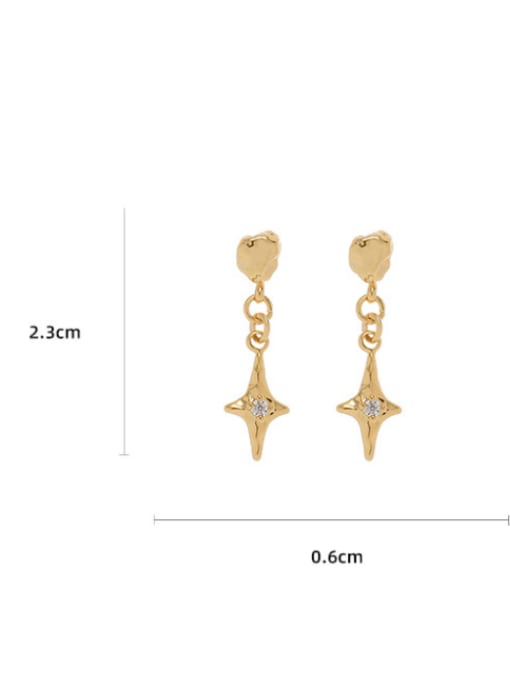 Five Color Brass Cubic Zirconia Cross Minimalist Drop Earring 3