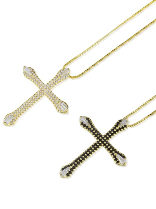 renchi Brass Cubic Zirconia Cross Pendant Necklace 1