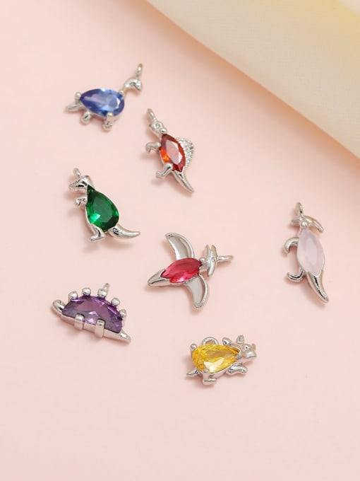 COLSW Brass Cubic Zirconia Multi Color Small animals Cute Diy  Charms 2