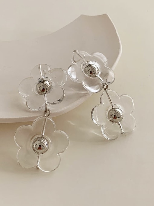 Transparent flower Alloy Resin Flower Vintage Drop Earring