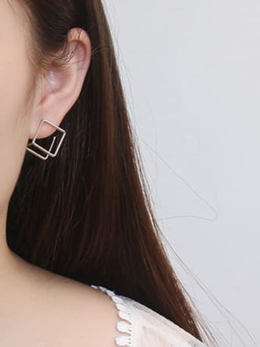 HYACINTH Copper Hollow Square Minimalist Stud Trend Korean Fashion Earring 1