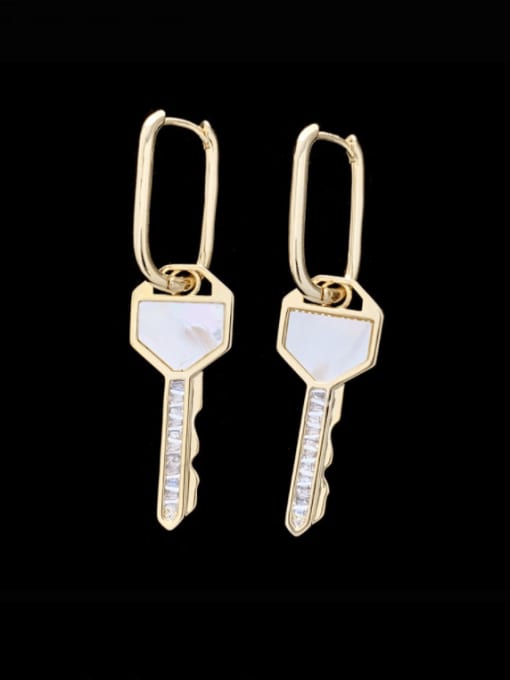 SUUTO Brass Cubic Zirconia Key Minimalist Earring