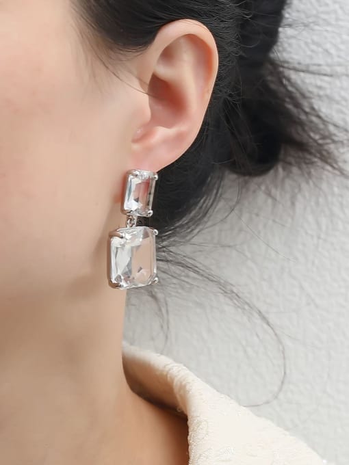 HYACINTH Brass Crystal Geometric Luxury Drop Earring 4