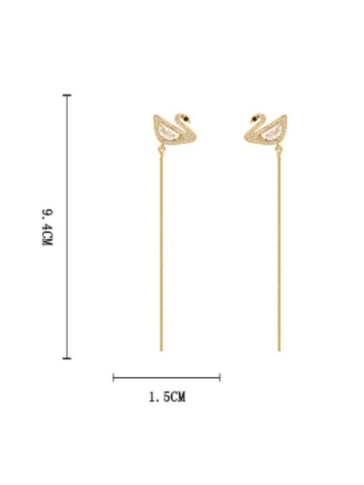 HYACINTH Brass Cubic Zirconia Swan Trend Threader Earring 3