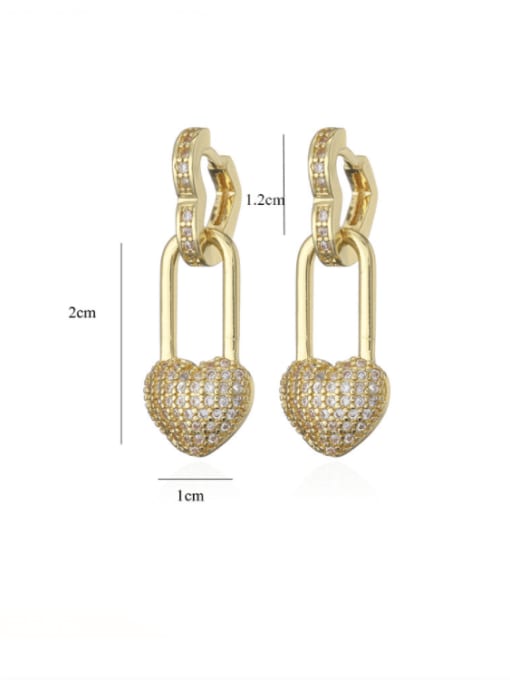 AOG Brass Cubic Zirconia Heart Vintage Huggie Earring 4