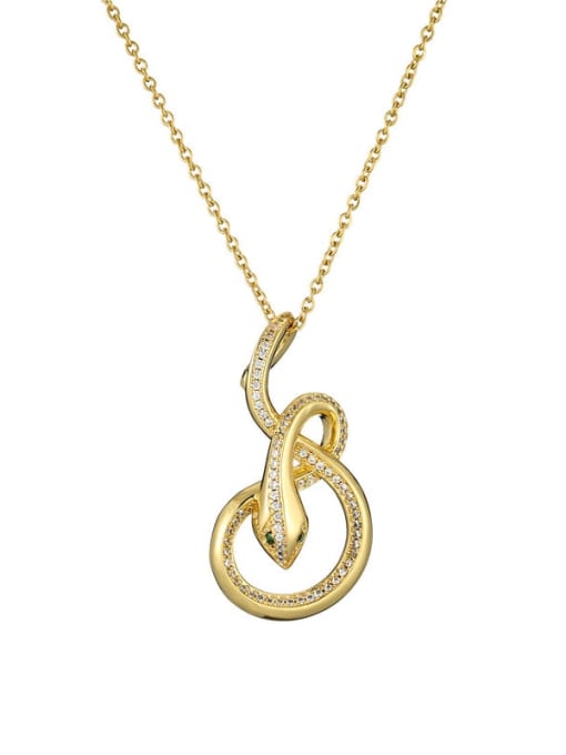 20266 Brass Rhinestone Snake Vintage Necklace
