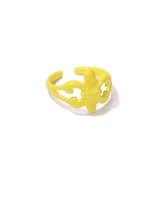 Yellow oil dripping ring Zinc Alloy Enamel Irregular Minimalist Band Ring