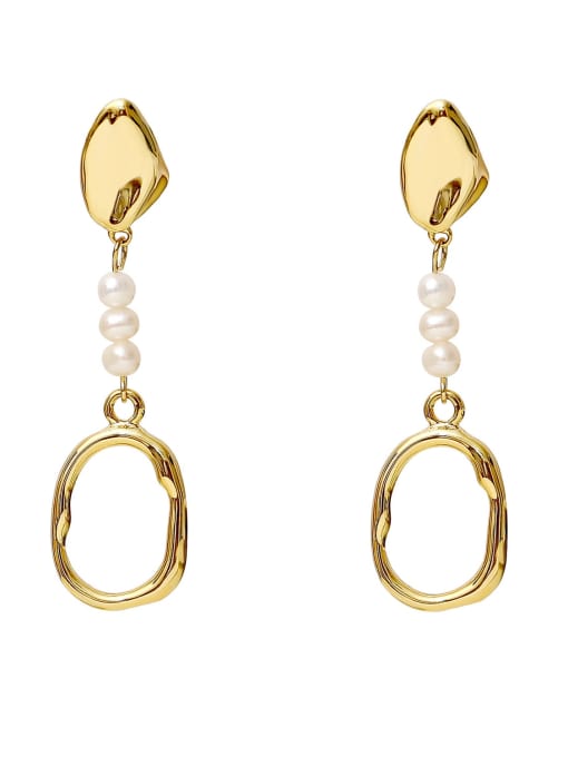 HYACINTH Brass Imitation Pearl Geometric Minimalist Drop Earring