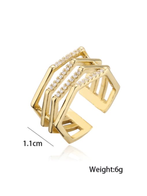 AOG Brass Cubic Zirconia Geometric Luxury Stackable Ring 3