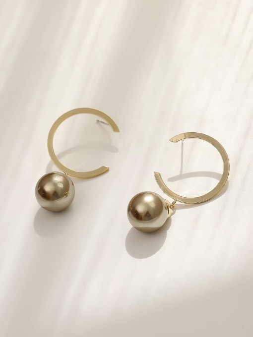 HYACINTH Brass Imitation Pearl Geometric Minimalist Hook Trend Korean Fashion Earring 2