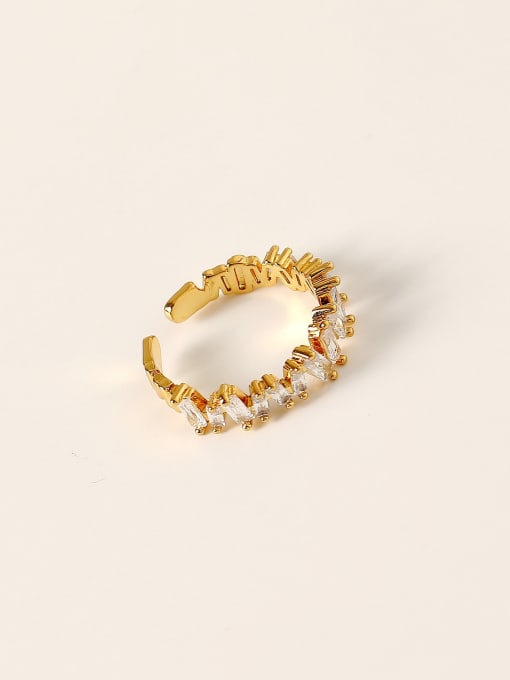 18K Gold Brass Cubic Zirconia Geometric Vintage Band Fashion Ring