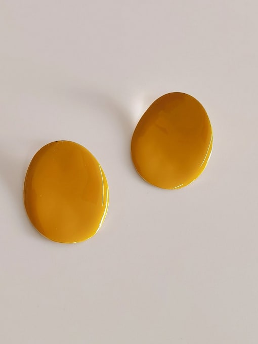 HYACINTH Brass Enamel Oval Minimalist Stud Earring 2