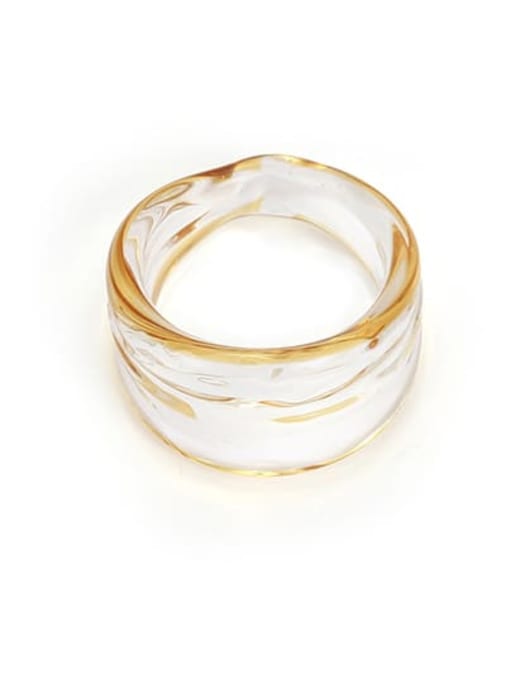 Light yellow Hand Glass Geometric Minimalist Stackable Ring