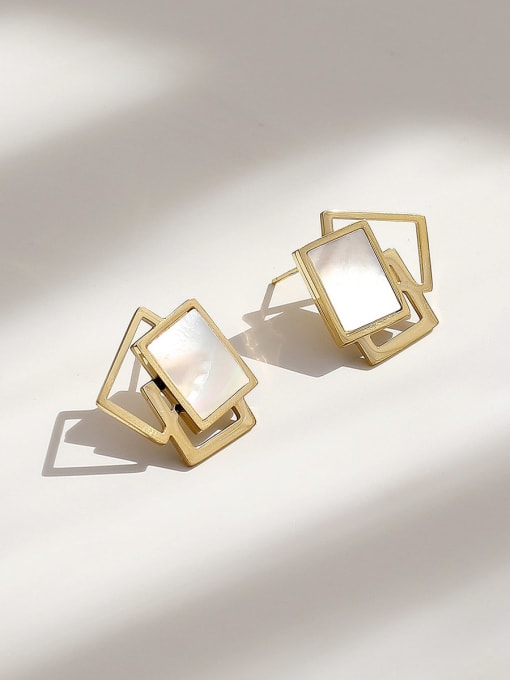 HYACINTH Brass Shell Geometric Minimalist Stud Trend Korean Fashion Earring 3
