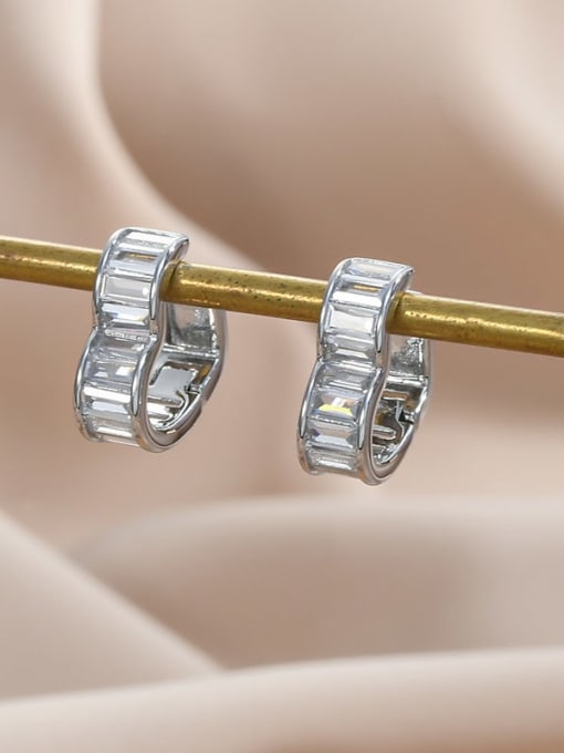 YOUH Brass Cubic Zirconia Heart Minimalist Huggie Earring 2
