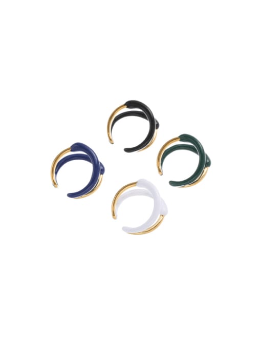 Five Color Brass Enamel Geometric Minimalist Stackable Ring 0