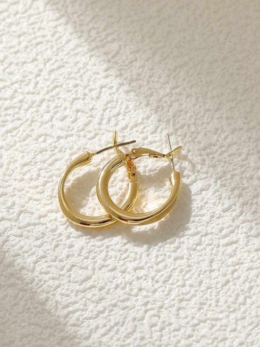 14k Gold Brass Geometric Minimalist Hoop Earring