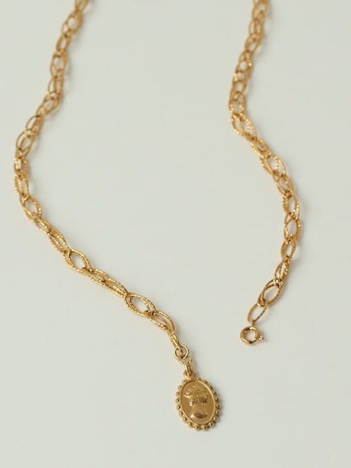 Five Color Brass Geometric  chain  Vintage Pendant Necklace 2