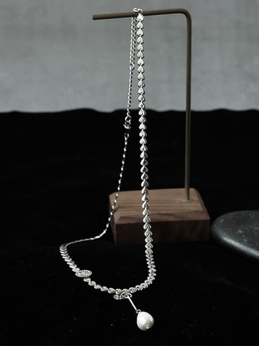 TINGS Brass Imitation Pearl Geometric Vintage Tassel Necklace 3