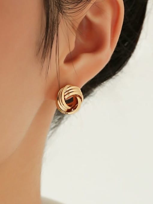 Five Color Brass Hollow Geometric Vintage Stud Earring 2