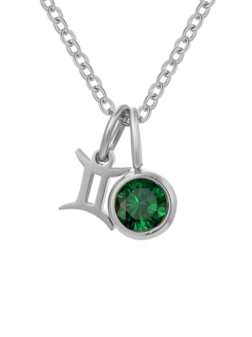 May Green Gemini Steel Stainless steel Birthstone Constellation Cute Necklace