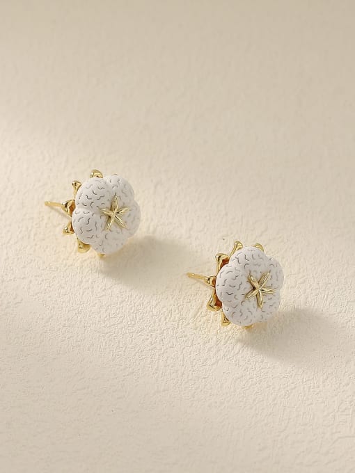 HYACINTH Brass Resin Flower Minimalist Stud Trend Korean Fashion Earring