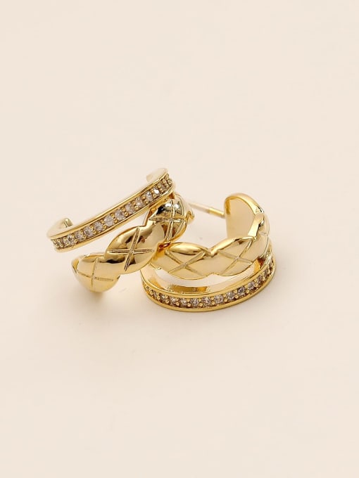 HYACINTH Brass Cubic Zirconia Geometric Minimalist Stud Trend Korean Fashion Earring