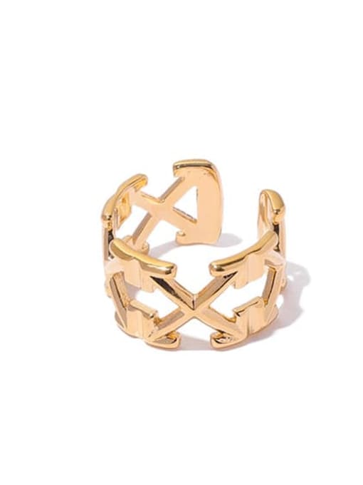 Clause 7 (adjustable) Brass Hollow Geometric Vintage Band Ring