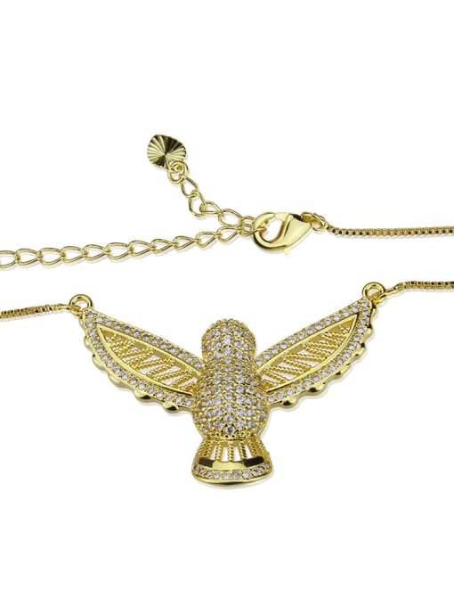 renchi Brass Rhinestone Owl Dainty Necklace 2