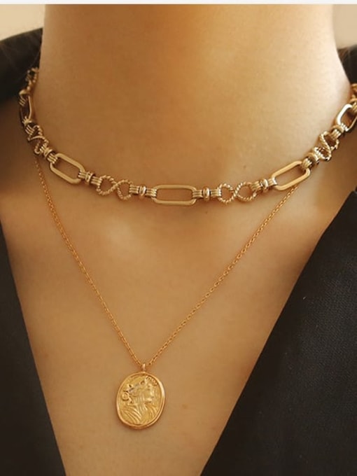 ACCA Brass Geometric Vintage Pendant  Necklace 1